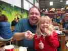 Stealing Daddy's chips at Folly Farm, August 2015