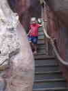 Climbing the steps at Longleat, 2014