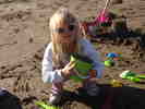 Making sandcastles at Broad Haven, August 2015